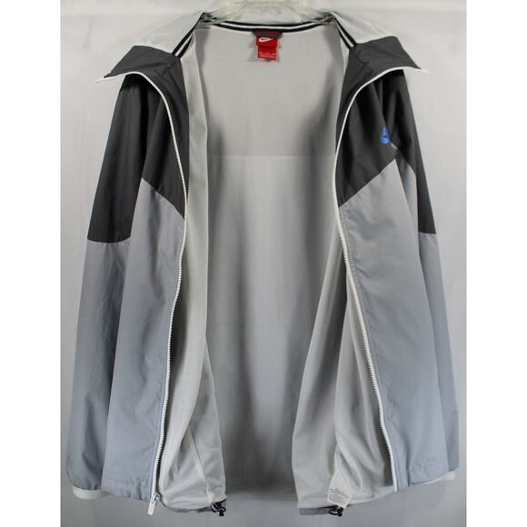 Nike Windbreaker Jacket Mens XXL Gray Black Colorblock Full Zip Hood - Picture 3 of 11
